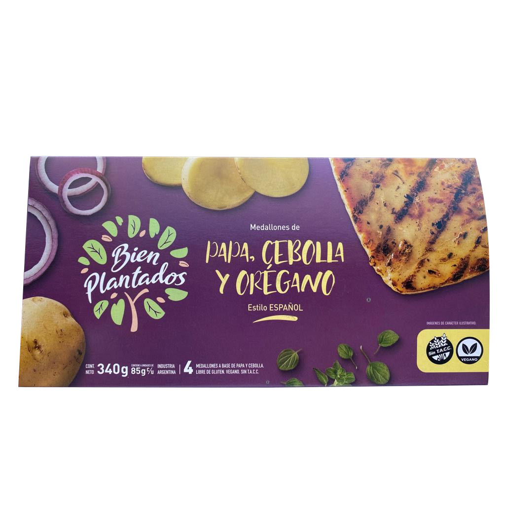Medallones veganos sabor papa, cebolla y orégano ¨Estilo Español¨